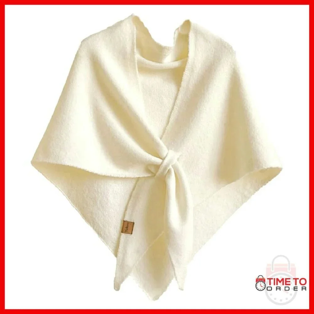 Wool Blend Knitted Shawl Wrap 72